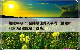 荣耀magic3至臻版值得入手吗（荣耀magic3至臻版定价过高）