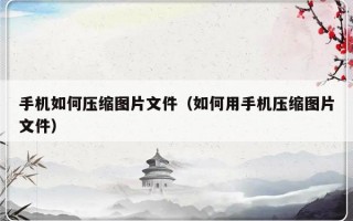 手机如何压缩图片文件（如何用手机压缩图片文件）