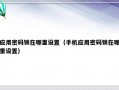 应用密码锁在哪里设置（手机应用密码锁在哪里设置）