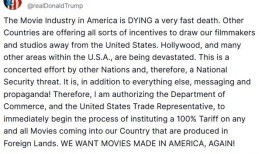 电影也构成国家安全威胁？特朗普要对外国制作电影征100%关税|界面新闻 · 天下