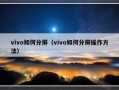 vivo如何分屏（vivo如何分屏操作方法）