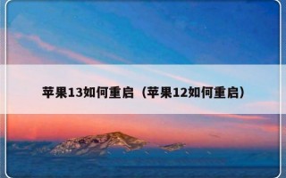 苹果13如何重启（苹果12如何重启）