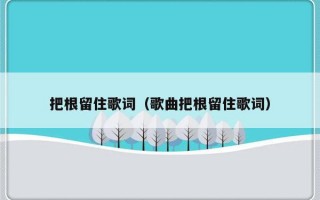 把根留住歌词（歌曲把根留住歌词）