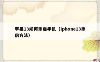 苹果13如何重启手机（iphone13重启方法）