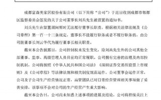 A股“分红大户”富森美董事长被留置|界面新闻 · 证券